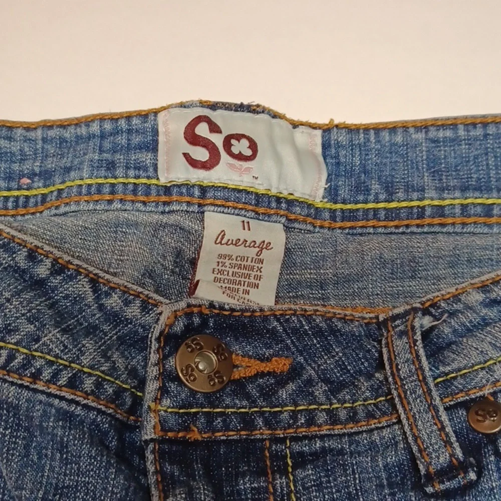 SO flare juniors size 11 Average jeans top yellow stitches boot cut - Picture 2 of 10